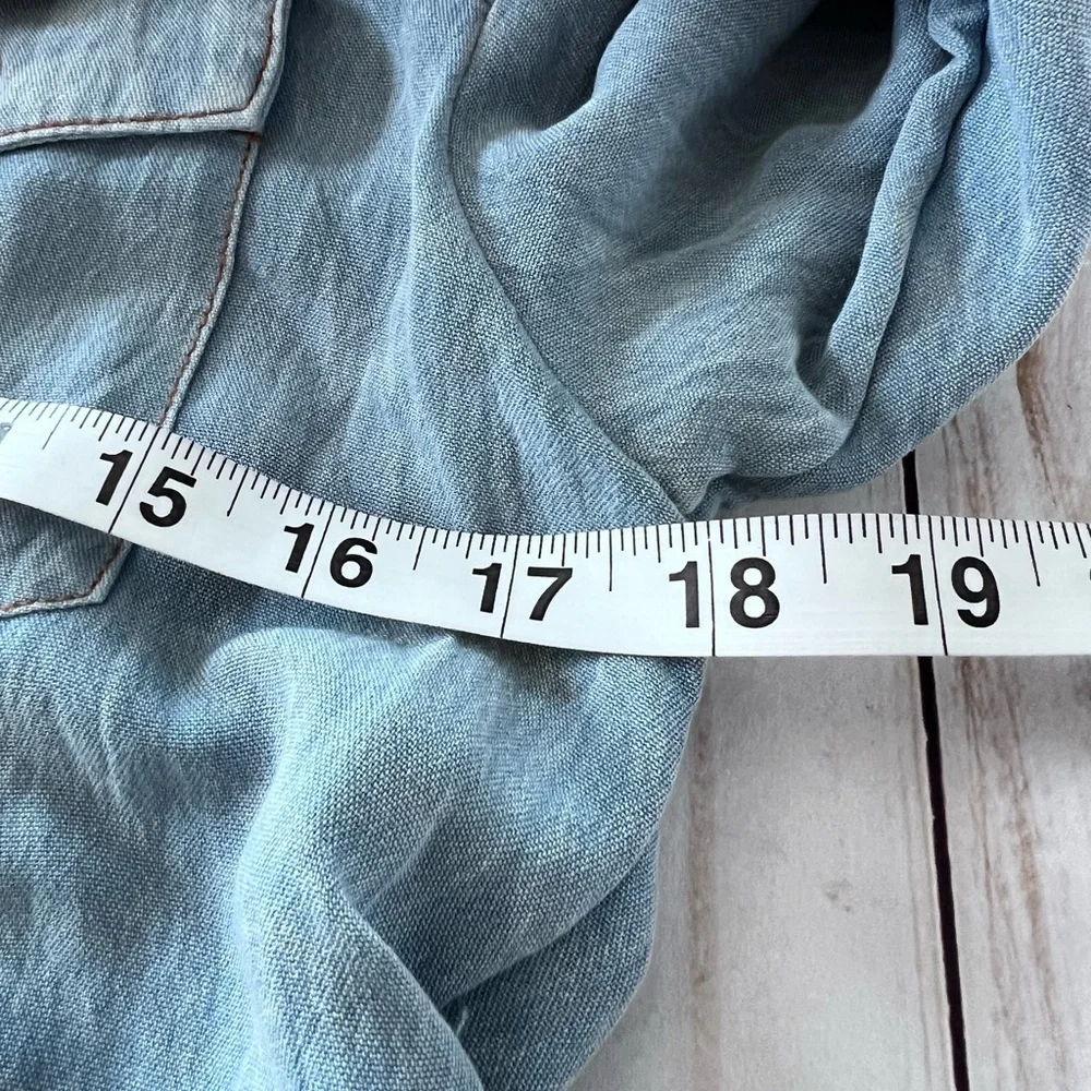 Umgee Short Denim Stonewash Dress Tiered Long Sleeve size Small - Picture 10 of 11